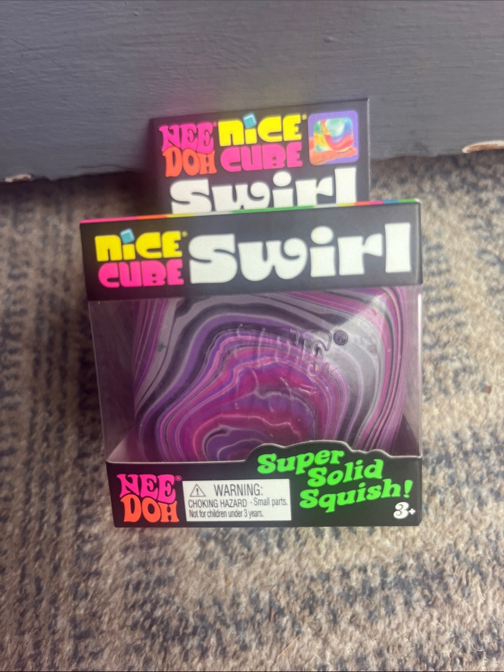NEEDOH Nice Cube Swirl Super Solid Squish - Purple Black Pink Swirl